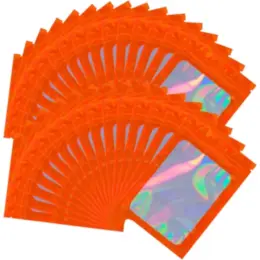 Holographic Mylar Pouch - Pack Of 10 Orange